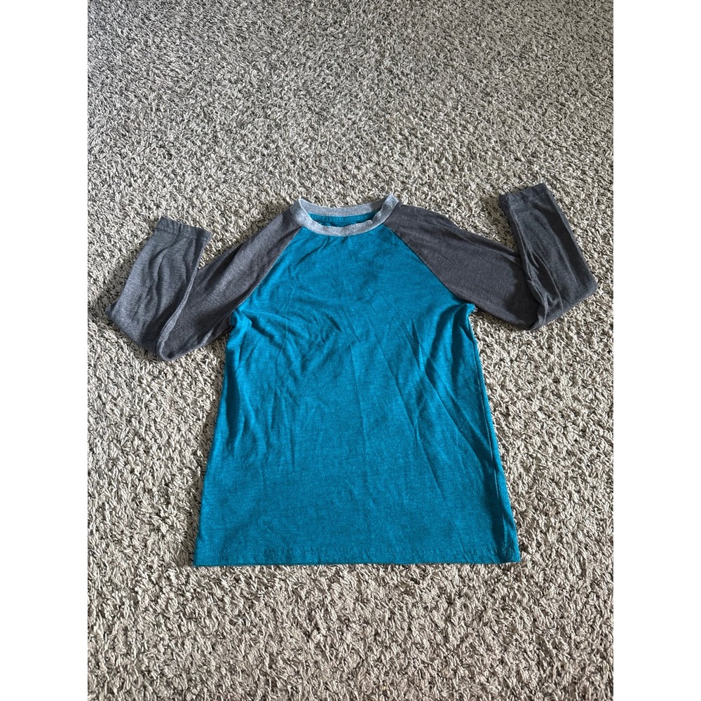 Urban Pipeline Boys Gray Teal Ultimate Raglan Long Sleeve Tee Size Small